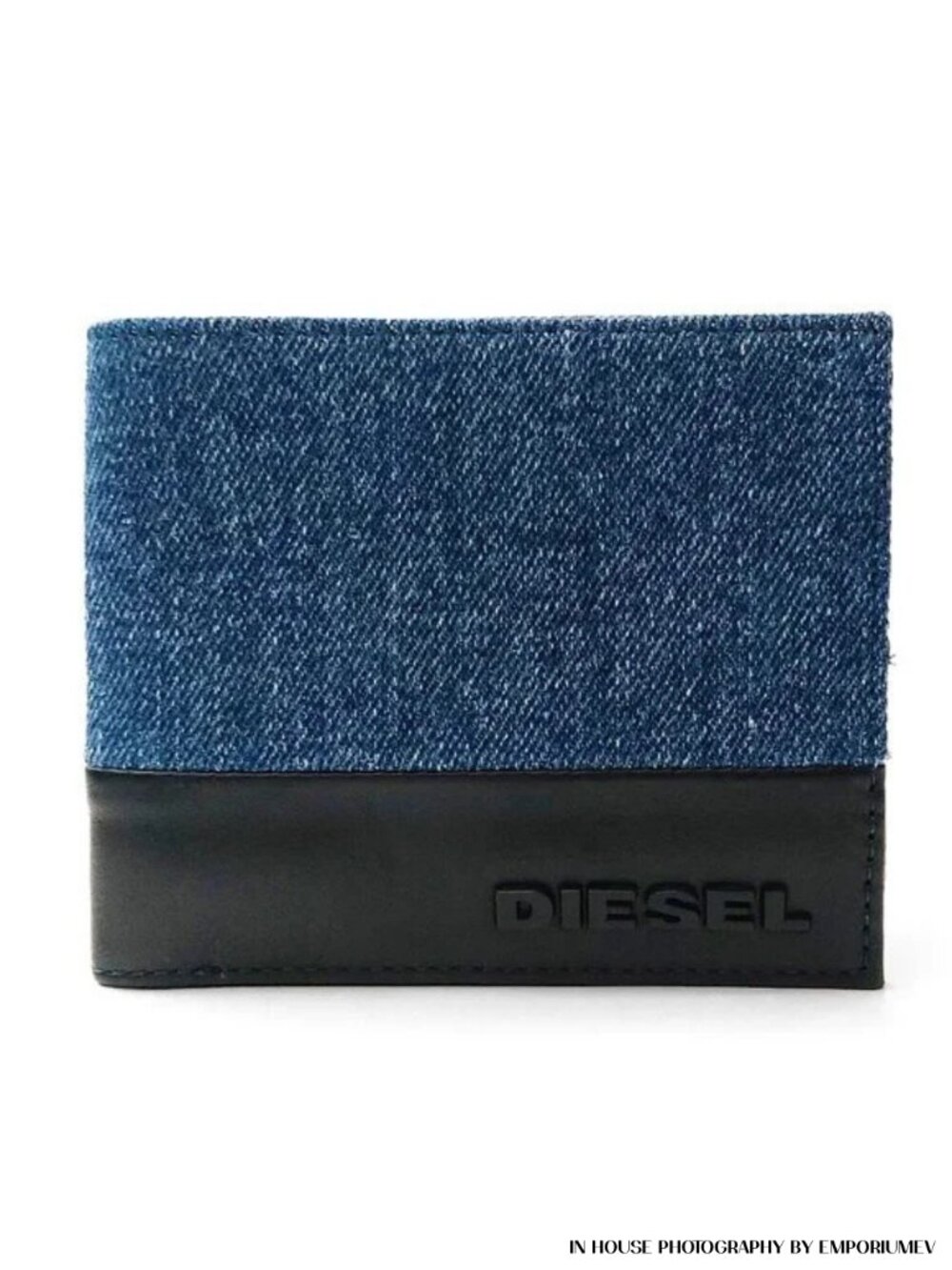 Diesel Men's Denim Bifold Wallet with Snap Pocket (0220)